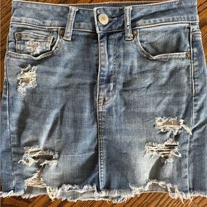 American Eagle distressed denim mini jean skirt 4
